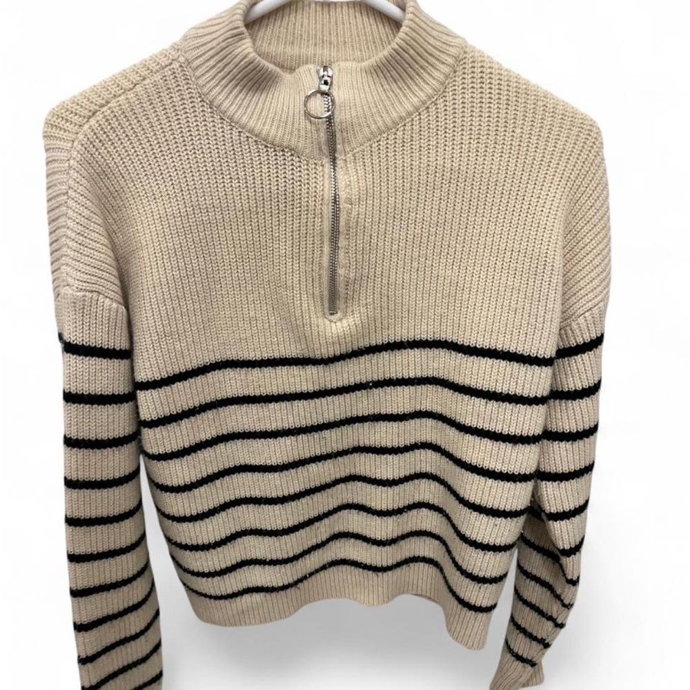 Striped Beige and Black Knit Sweater